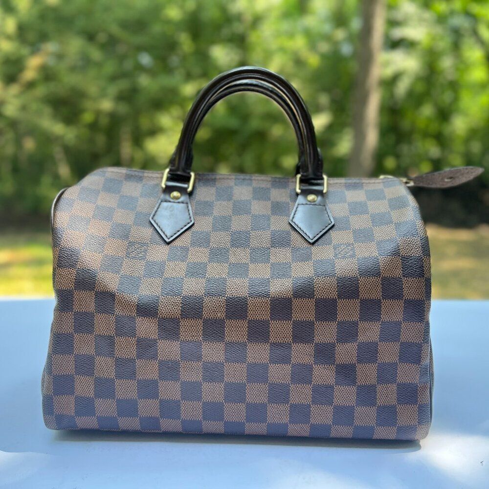 Louis Vuitton Damier Ebene Speedy 30 Top Handle Satchel Handbag